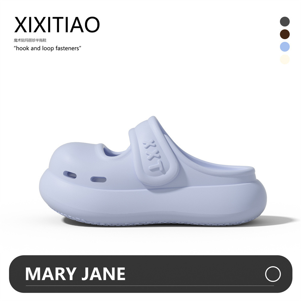XIXITIAO รองเท้าแตะผู้หญิงฤดูร้อน EVA หนา Soled เพิ่มความสูง Mary Jane สวมใส่ด้านนอก Velcro