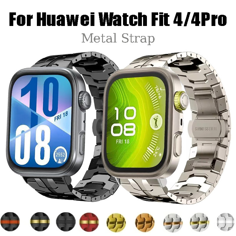 สายสแตนเลสสําหรับนาฬิกา Huawei Fit 4 เข็มกลัดผีเสื้อสายโลหะสําหรับ Huawei Watch Fit 4 Pro สร้อยข้อมือ