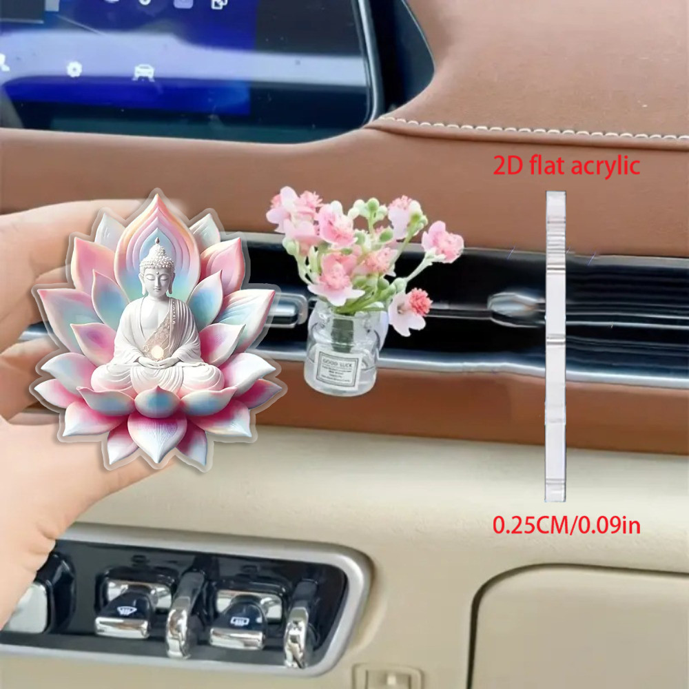 坐在莲花上的佛像车载香薰男女士汽车香水车内香氛车用高档摆Buddha statue sitting on lotus flower, car aromatherapy for men and wome