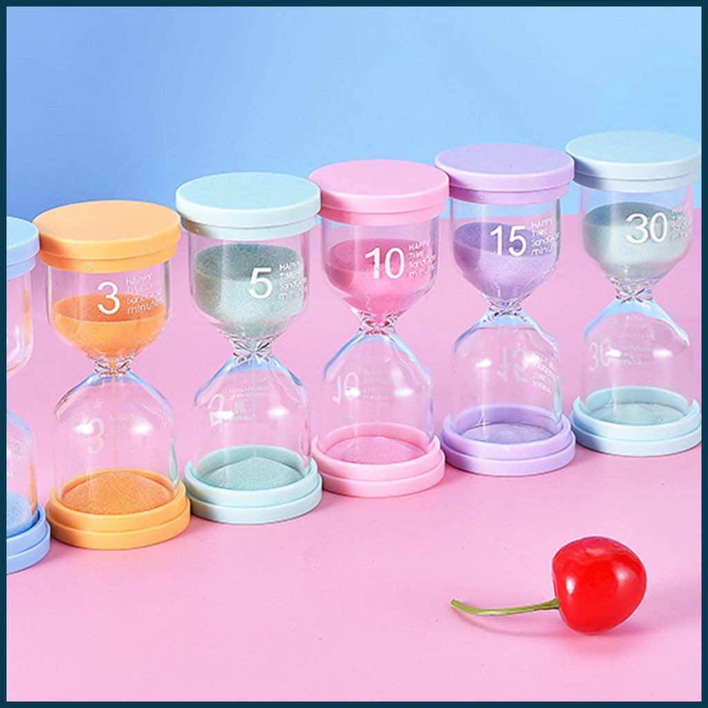 ชั่วโมงแก้วทราย 3 Mins/5 Mins/10 Mins/15 Mins/30 Mins ห้องเรียนจับเวลา Multicolor ทรายจับเวลาชุด 5 ส
