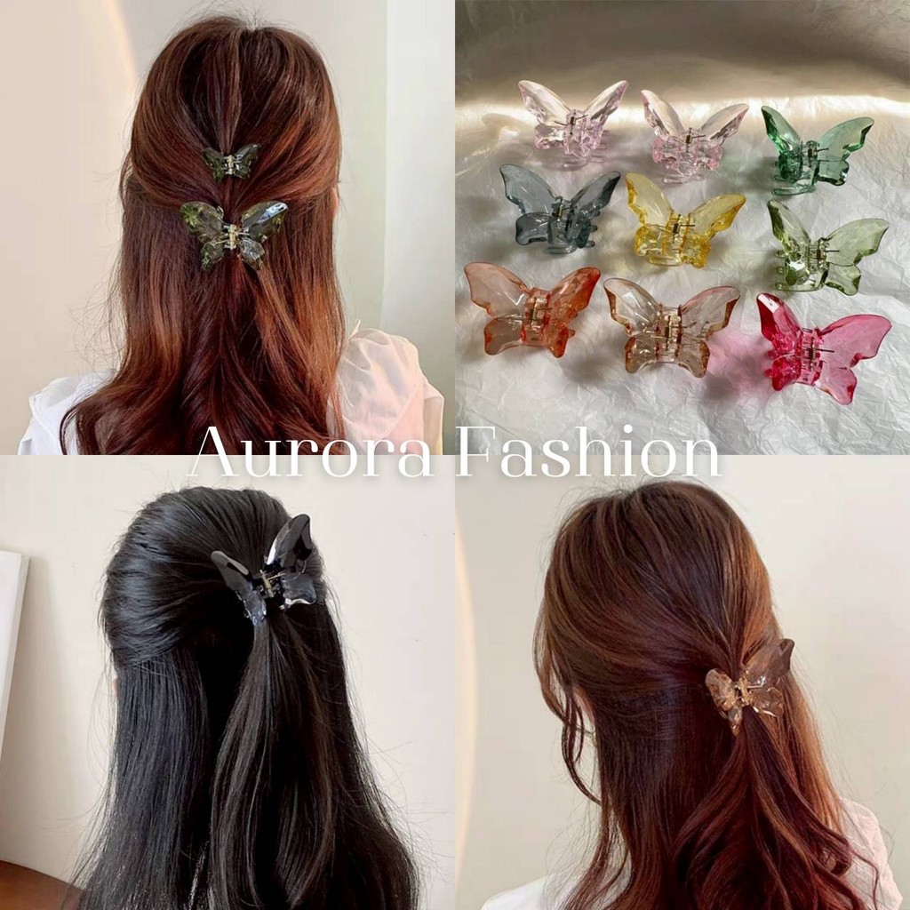 Aurora🛒พร้อมส่ง🚚 (รูปถ่ายจากงานจริง) กิ๊ปผมแบบใส ลายผีเสื้อ ตัวเล็ก
