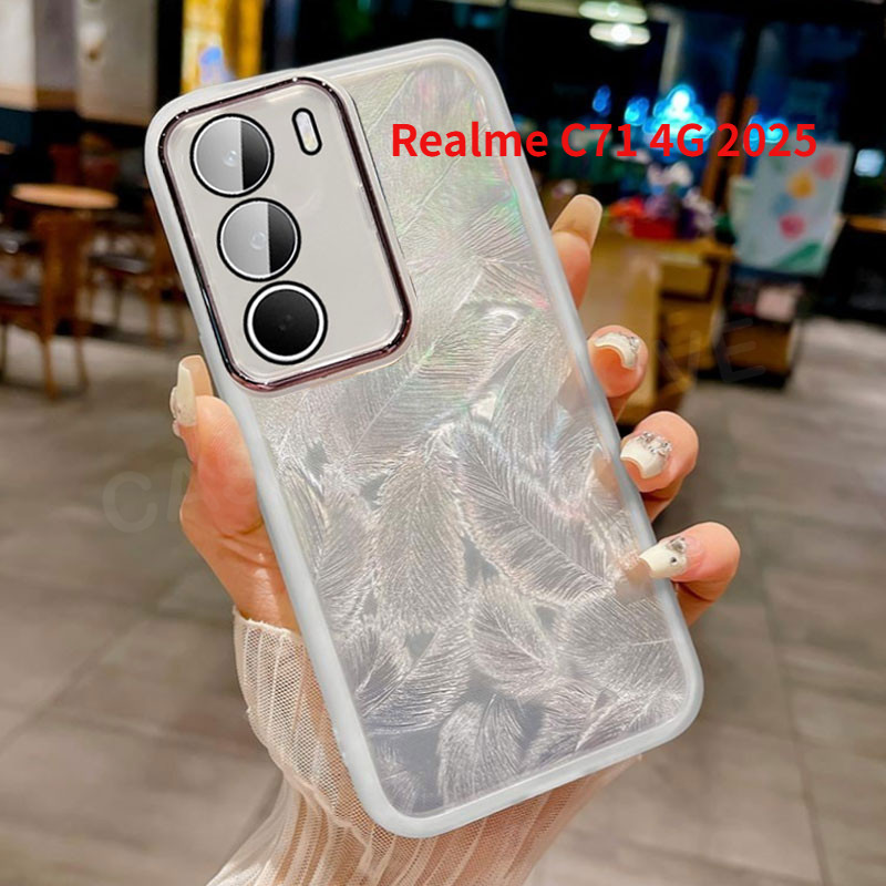 สําหรับRealme C71 2025 พร้อมกล้องป้องกันGlitter Bling Feather GlirsสําหรับRealme C71 C 71 C75 C75x C