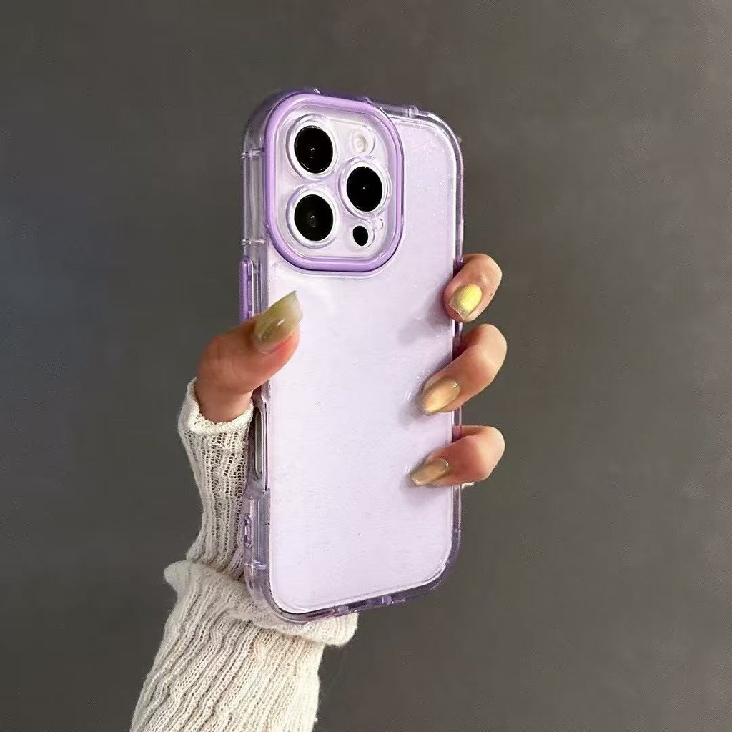 หรูหรากึ่งโปร่งใสGlitterสีสันกันกระแทกกรณีโทรศัพท์อ่อนสําหรับIiPhone 16 Pro Max 15 14 13 12 11 16 Pl