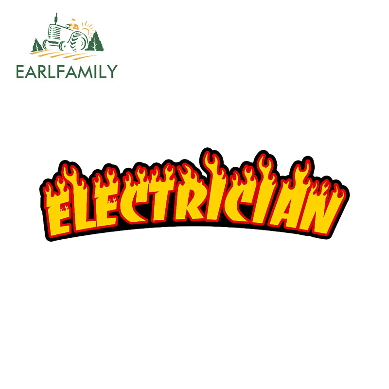 EARLFAMILY ELECTRICAN Photoroom สติกเกอร์รถรถจักรยานยนต์สร้างสรรค์ Windows กระเป๋าเดินทางกันชนกระเป๋