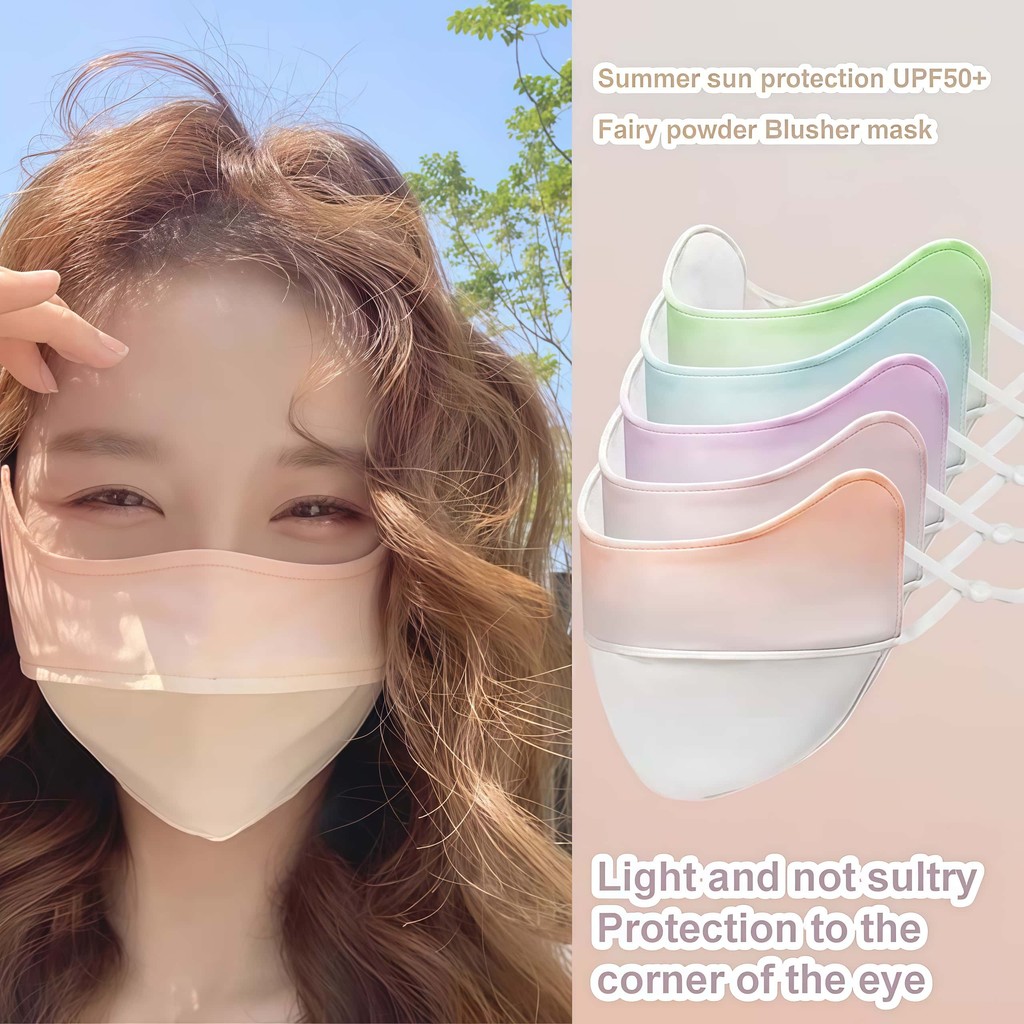 หน้ากากแฟชั่น มาส์กไหมน้ำแข็ง Upf50+ ป้องกันแดด ระบายอากาศได้ดี สามมิติ นำมาใช้ใหม่