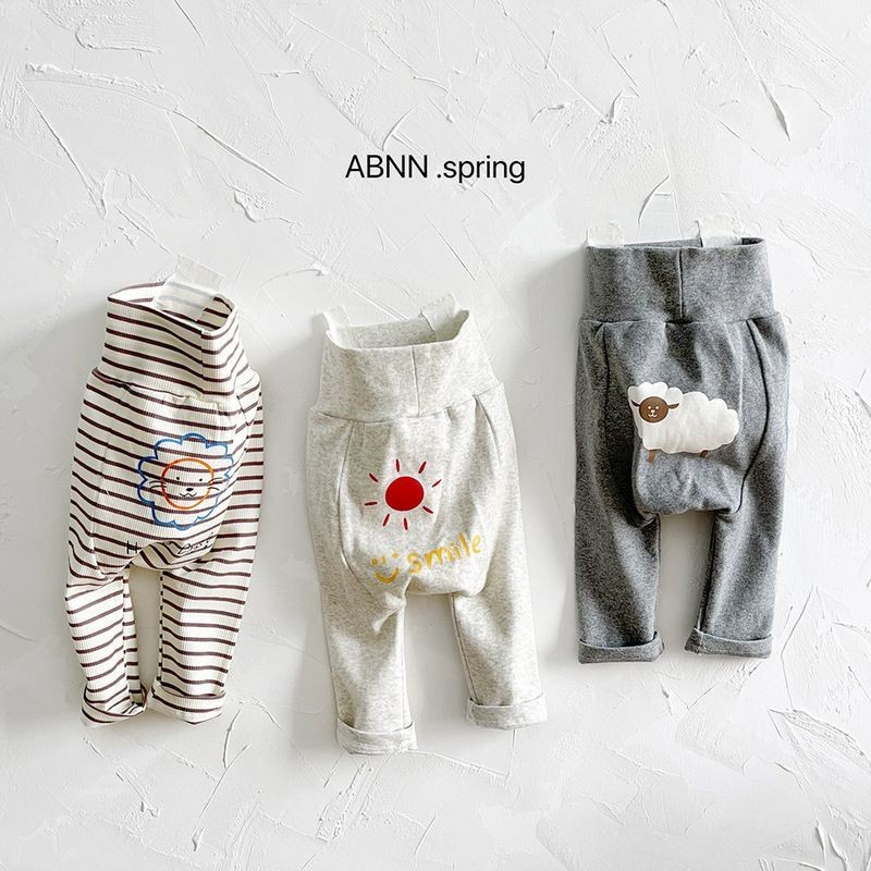 ชุดบอดี้สูทเอวสูงลายการ์ตูนสำหรับเด็กชายและเด็กหญิง ฤดูใบไม้ผลิและฤดูใบไม้ร่วง - กางเกงยาว PP ขนาดใหญ่สำหรับทารกแรกเกิด