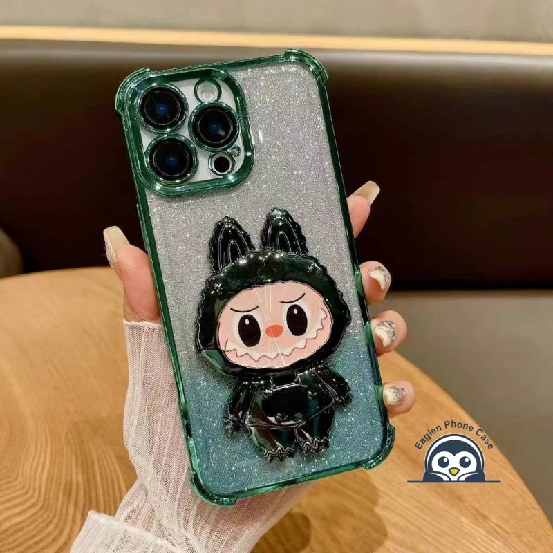 Labubu กระจกน่ารักเคสโทรศัพท์สําหรับ Realme Q5 Q5i Q3 Q3i Q3S Q3T Q2 5G 4G หรูหราปลอกป้องกันการกระแท