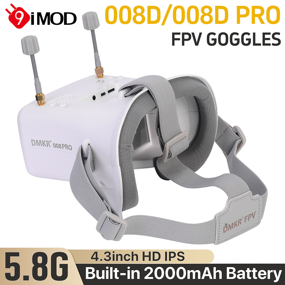FPV Goggles 5.8G 40ch เครื่องบันทึกภาพในตัว 3.7V/2000mAh แบตเตอรี่ 4.3 นิ้ว HD LCD Monitor 16:9 DMKR