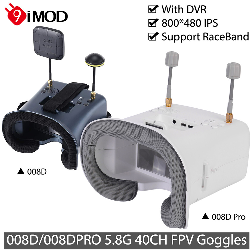 9IMOD 5.8G FPV VR แว่นตา 008D 008DPRO FPV Goggles 40CH ตัวรับสัญญาณ 4.3 นิ้วหน้าจอ HD 800x480 IPS FP