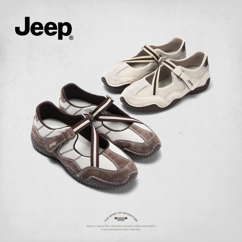 JEEP รถจี๊ป กีฬา แมรี่ เจน รองเท้าผู้หญิง 2025 สไตล์ใหม่ระบายอากาศได้สบายรองเท้าลําลองพื้นนุ่ม