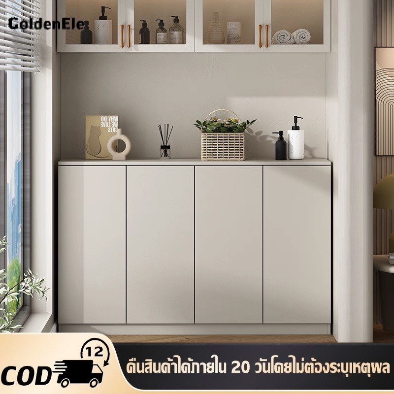 GDE ตู้เก็บของ ตู้วางของ ตู้เตี้ย แบบทับขอบ3บาน/2 บาน White/Blackเรียบง่าย ไม้เนื้อแข็ง สไตล์การออกแบบโมเดิร์น