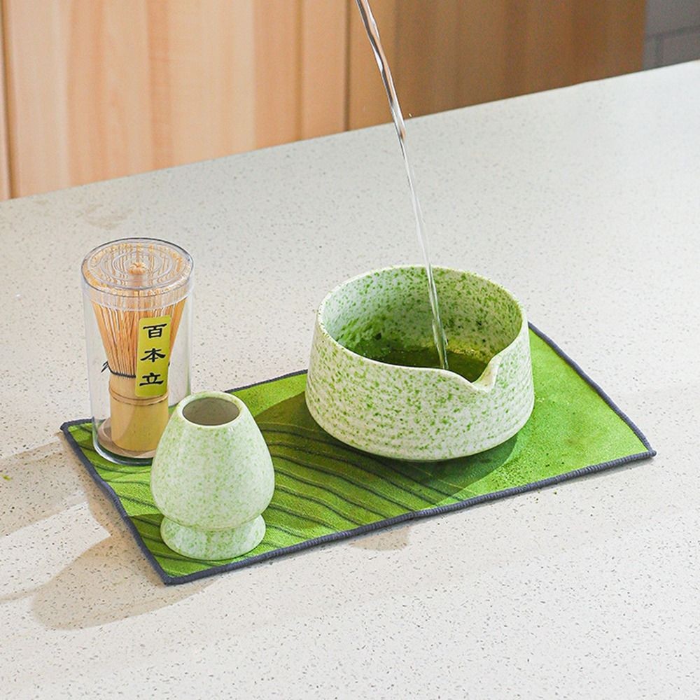 PUFFZY ชุดน้ําชามัทฉะญี่ปุ่น 4 ชิ้น, ที่ปัดมัทฉะที่ปลอดภัยเกรดอาหาร, ไม้ไผ่เซรามิกที่ปัดชาเขียวแบบใช้ซ้ําได้ - รูปที่ 3
