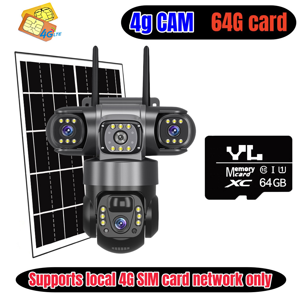 V380 กล้องวงจรปิดแสงอาทิตย์กล้อง 4G ซิมการ์ด 3 หน้าจอ6Kการติดตามอัตโนมัติ กลางแจ้ง V380Pro Security 