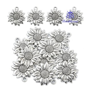 10-50 ชิ้นดอกทานตะวันสไตล์จี้โลหะผสมโบราณเงิน 21.5x19x2.5 มม…