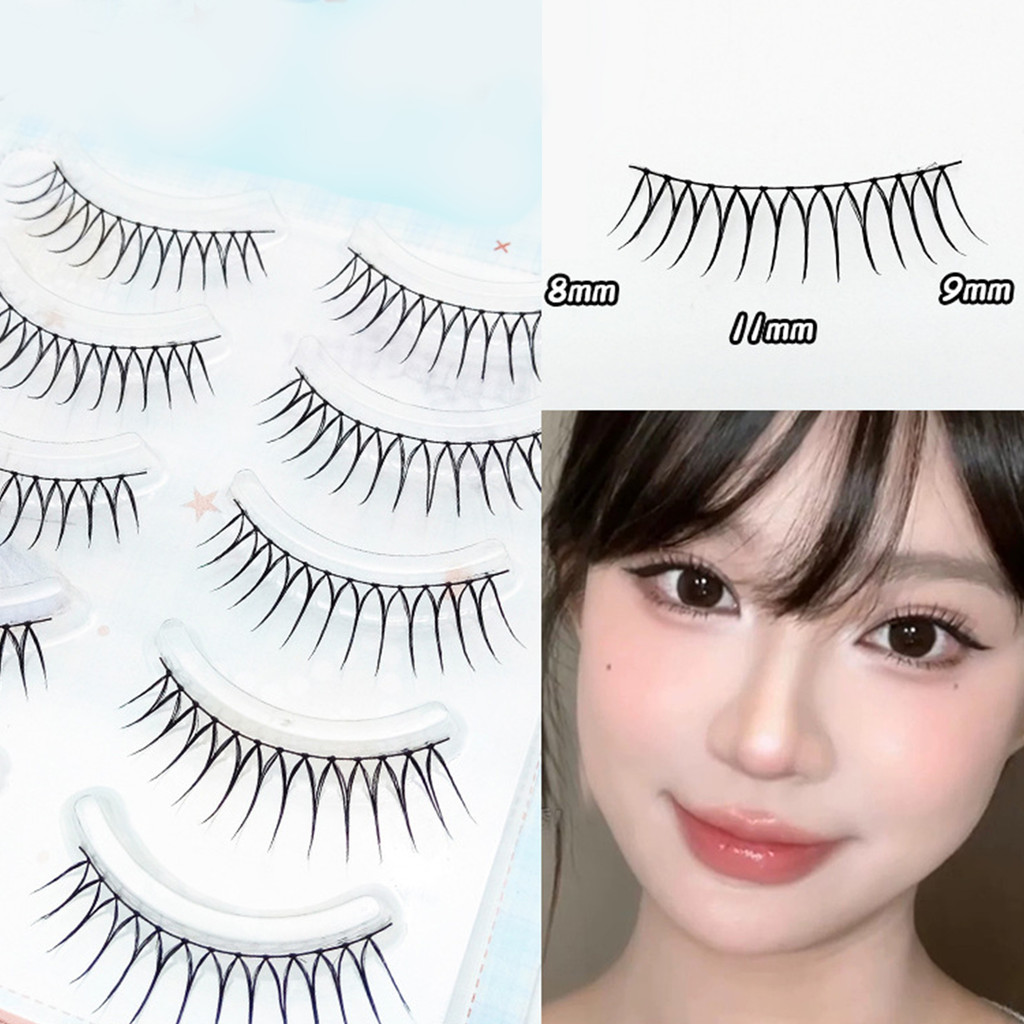 【สามารถจัดส่งจากท้องถิ่นได้】5 คู่/เซ็ตหยิกและหนาสไตล์เกาหลีรูปตัววีสาวกลุ่มพรรคแต่งหน้าวันที่ขนตาปลอม