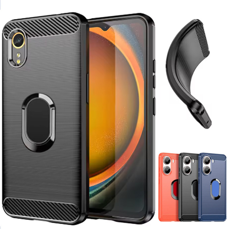 คาร์บอนไฟเบอร์ซิลิโคนสําหรับ Samsung XCover 7 Pro แหวนแม่เหล็กผู้ถือนุ่มกันกระแทกสําหรับ Galaxy XCov