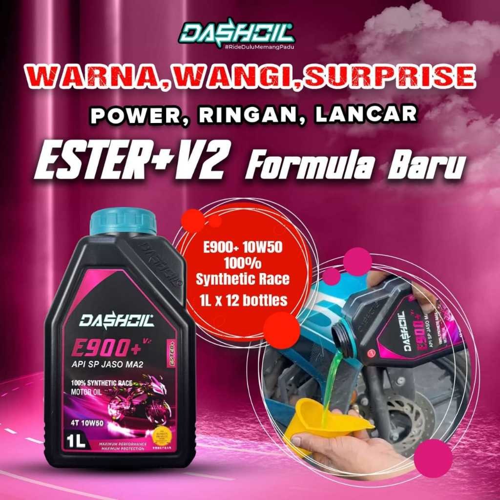 DASHOIL E900+ 10W50 1Liter ESTER+V2 สูตรใหม่ 4T Minyak Hitam ENGINE OIL LC135 Y15 Y16 WAVE DASH SRL