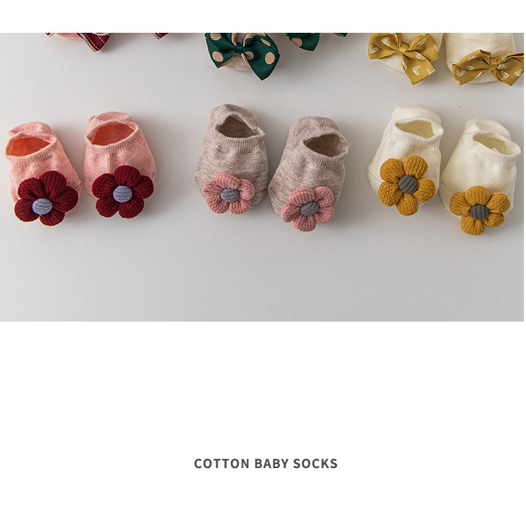 ถุงเท้าเด็กผ้าฝ้ายฤดูใบไม้ร่วงถุงเท้าชั้นทารกแรกเกิด 0-3 ปีถุงเท้ากันลื่น - รูปที่ 3