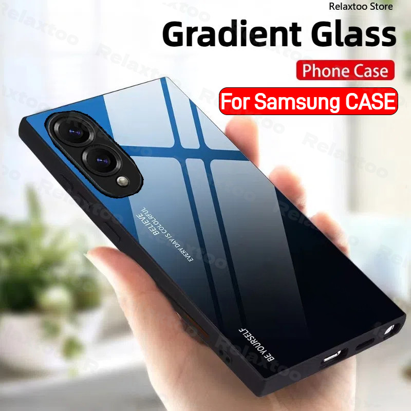 SAMSUNG ปลอกสําหรับSamsung Galaxy S25 FE Edge Ultra Plus S25Edge S25FE S25Ultra S25 + S25Plus 5Gแฟชั่นGradientกระจกนิรภัยเคสโทรศัพท์กันกระแทกป้องกันปกหลังปลอก