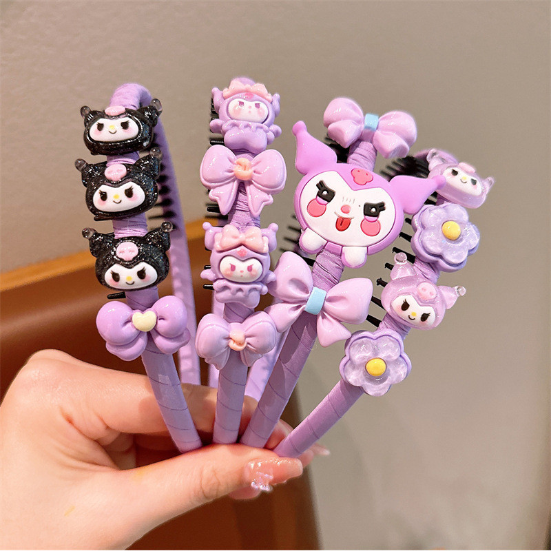 แถบคาดศีรษะและกิ๊บผมแบบการ์ตูนคุโรมิ ซานริโอ สีดำ เหมาะสำหรับเด็กและวัยรุ่น