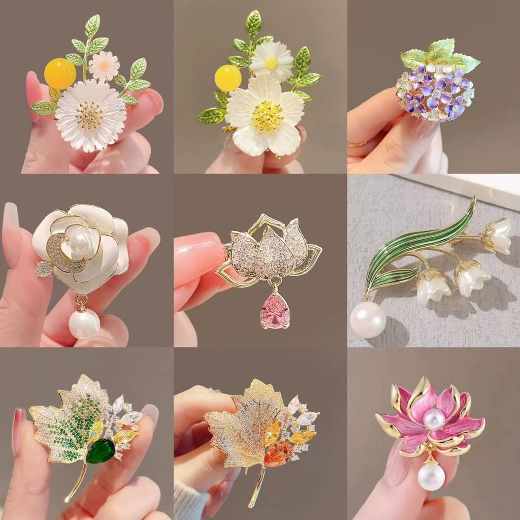 เข็มกลัดลายใบไม้และดอกไม้ สำหรับตกแต่งเสื้อผ้า