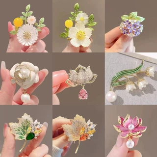 เข็มกลัดลายใบไม้และดอกไม้ สำหรับตกแต่งเสื้อผ้า