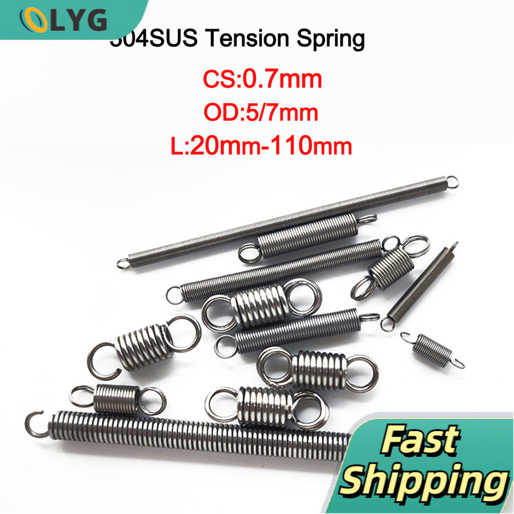 304 สแตนเลส สปริงแรงดึง/สปริง d=0.7mm,OD5/6/7mm,L=25~120mm สปริงดึงพร้อมตะขอ ทาประตูโรงรถ bunnings เครื่องแกว่งX