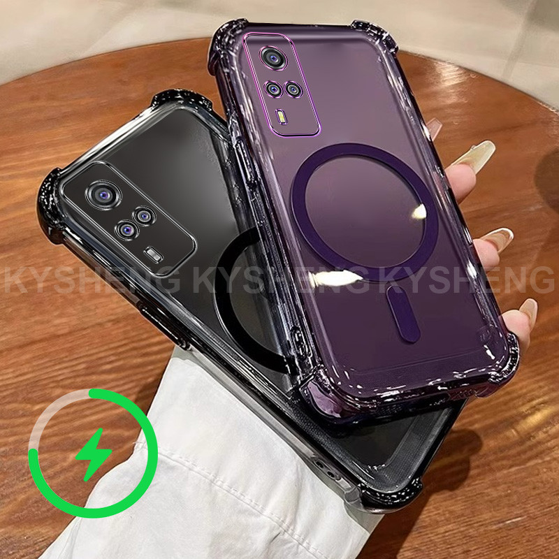 สําหรับVivo Y51 Y31 2020 Y51A Y53S 4Gเคสโทรศัพท์TPUชาร์จแม่เหล็กสี่มุมAnti Dropโปร่งใสSoft shell WBQ ราคา ถูกที่สุด ดีลบีเคเค