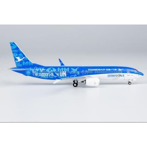 พร้อมสต็อก NG ยี่ห้อ 1: 400 Xiamen Airlines B737Max8 B-20CP โมเดลเครื่องบินโลหะผสม