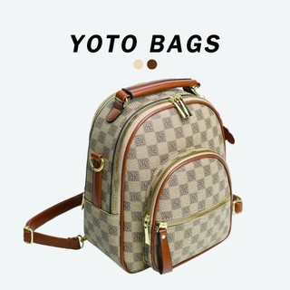 YOTO Retro Waterproof Backpack For Women High Quality PU Leather Large Capacity Crossbody Bag