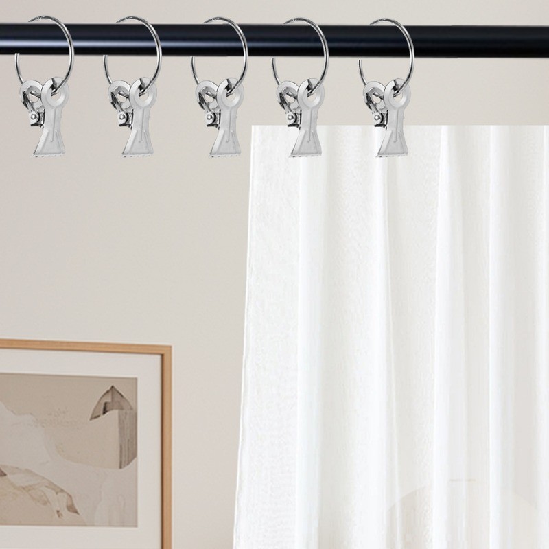 แนะนำ ผ้าม่าน 10ชิ้นทนทานฟันเลื่อยผ้าม่านคลิปที่มีแหวนแขวน-ความยืดหยุ่นที่แข็งแกร่งโลหะเหล็ก ไม้หนีบผ้า ราคาพิเศษ มีเก็บเงินปลายทาง