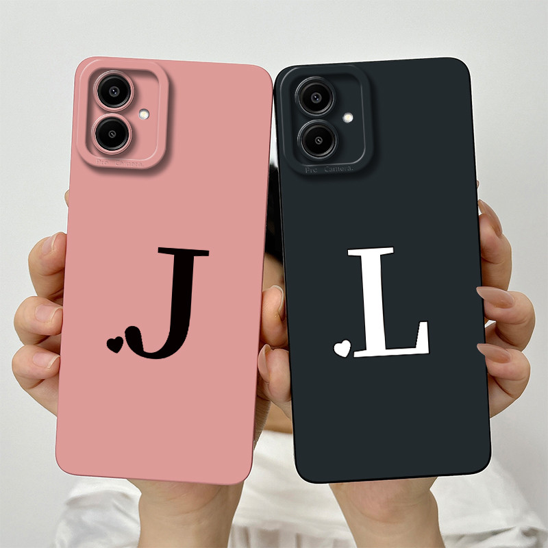 สําหรับ Samsung Galaxy A07 SM-A075F น่ารักตัวอักษรเริ่มต้นเลนส์ป้องกันกันกระแทกสําหรับ Samsung A07 A 07 4G 2025 ซิลิโคนนุ่ม TPU เคสโทรศัพท์