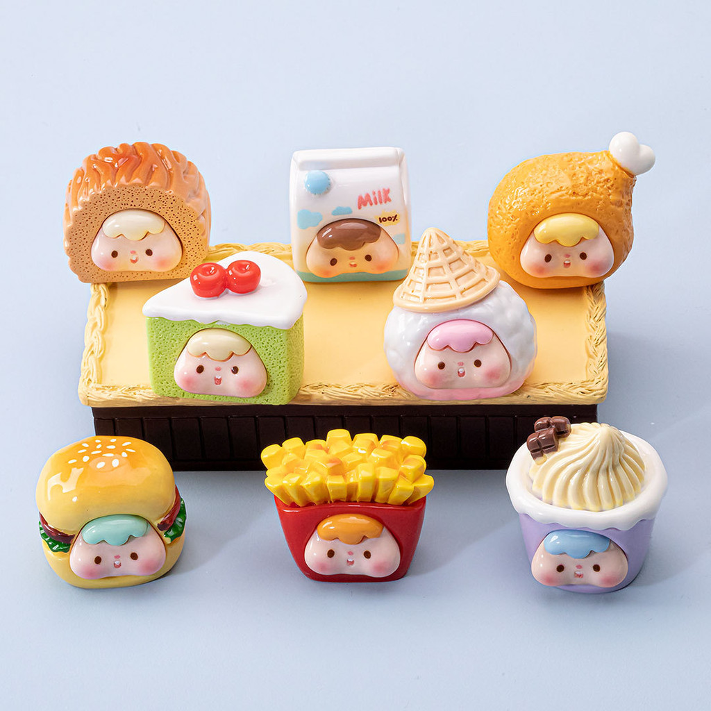 8PCS น่ารักเค้กนมแฮมเบอร์เกอร์อาหารเด็กเรซิ่น Charms สําหรับ DIY (7-283) - รูปที่ 2