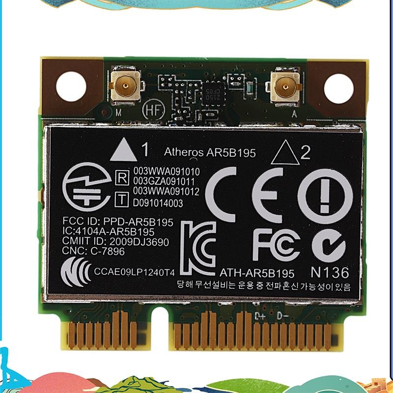 AR9285 AR5B195 150M+BT3.0 การ์ดไร้สาย PCI-E ขนาดเล็กครึ่งหนึ่ง :593127-001 592775-001 สําหรับ 430 43