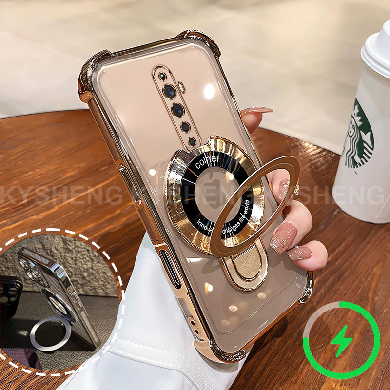 กรณีสําหรับ ต่อต้าน รีโน 2 2ฉ 2Z เคสโทรศัพท์ใหม่แม่เหล็กชาร์จวงเล็บสี่มุมป้องกันการตกเปลือกนิ่มโปร่งใส 001