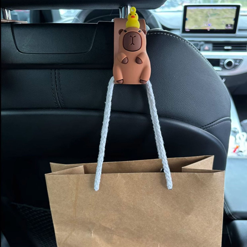 พร้อมส่ง ตะขอนรถยนต์ Capybara สไตล์การ์ตูน แข็งแรง ทนทาน อเนกประสงค์ ติดตั้งง่าย ตะขอรถ - รูปที่ 2