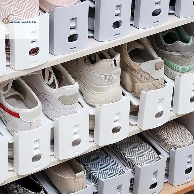 FOURSUN ปรับรองเท้า Organizer รองเท้าสนับสนุนสล็อตประหยัดพื้นที่ตู้ตู้เสื้อผ้าขาตั้งรองเท้าชั้นเก็บ Shoebox TH