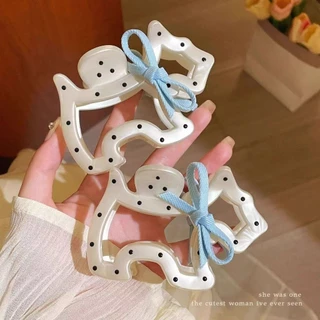 น่ารัก Bow Polka Dot ลูกสุนัขคว้าคลิปสาวผมคว้าครึ่ง Tie ผม Shark คลิป High-End ลูกสุนัขคว้าคลิป