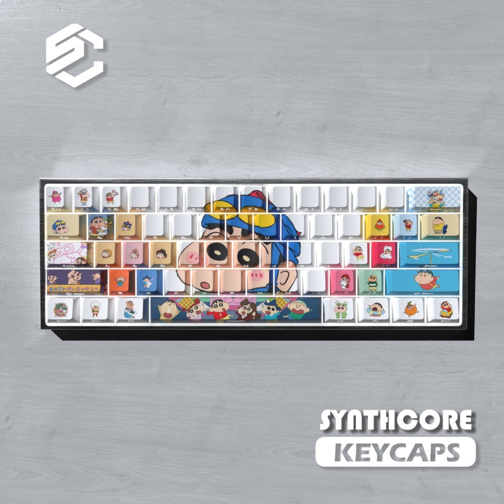 Crayon Shin-chan Keycap Cherry Profile 74 คีย์ PBT Letter พิมพ์ด้านข้าง LED Transmission Wooting60 Mad68 Mechanical Keycaps น่ารักการ์ตูน Shin-chan Keycap สําหรับ 60/61/68