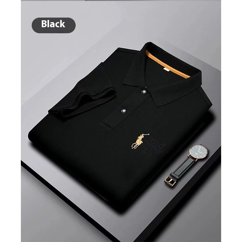 เสื้อโปโลแขนสั้นอเนกประสงค์พร้อมเย็บปักถักร้อยสีทองสำหรับกิจกรรมสบายๆและกึ่งทางการ - รูปที่ 3