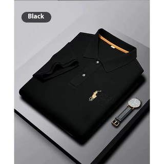 เสื้อโปโลแขนสั้นอเนกประสงค์พร้อมเย็บปักถักร้อยสีทองสำหรับกิจกรรมสบายๆและกึ่งทางการ
