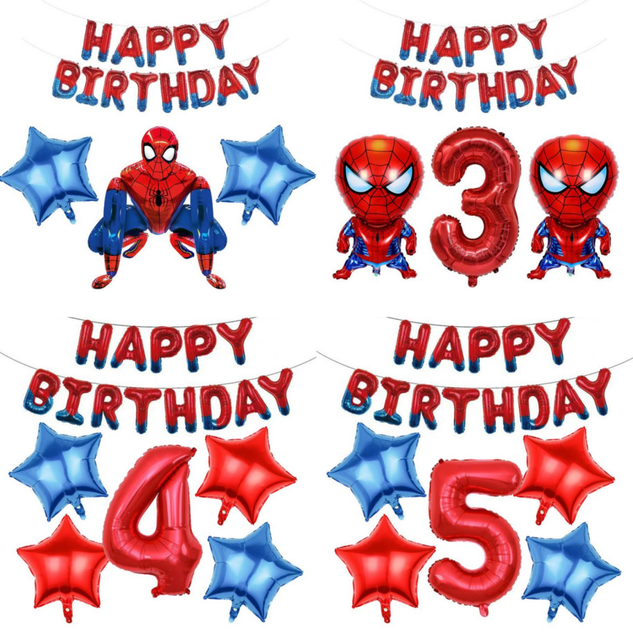ชุดจดหมายวันเกิด Spider-Man ใหม่ สุขสันต์วันเกิด ลูกโป่งวันเกิด งานเลี้ยง ตกแต่ง