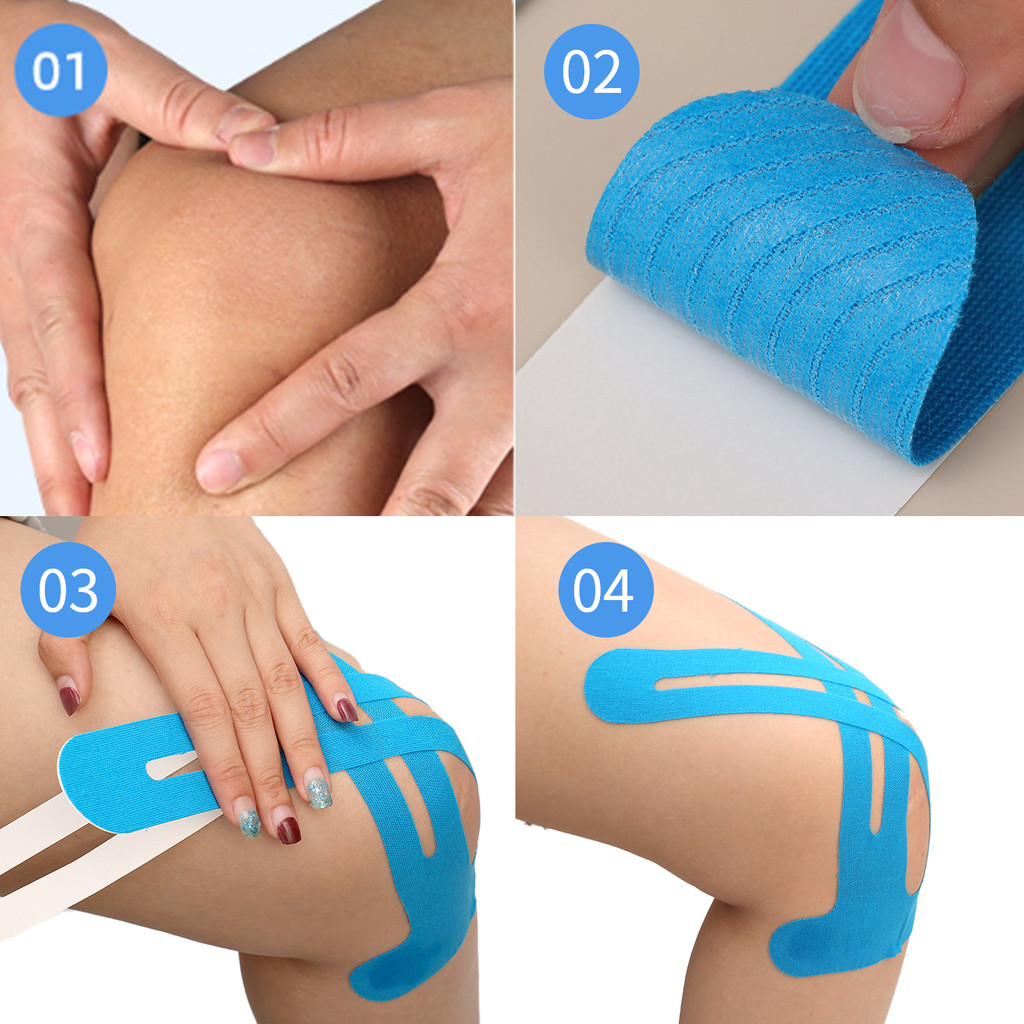 1/3/5/10 ชิ้น Precut Kinesiology เทปบรรเทาอาการปวดเข่า, เทปกีฬายืดหยุ่นระบายอากาศ, รองรับกล้ามเนื้อสำหรับวิ่ง/ฟิตเนส/นวด - รูปที่ 7