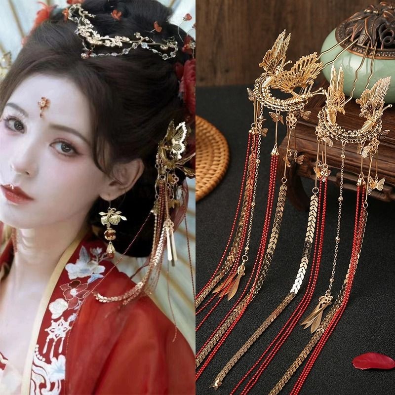 Zhang Yuxi ประเทศพิธีใหญ่ผีเสื้อ Trembling Hairpin พู่ Classy Headdress Step Shaking Matching