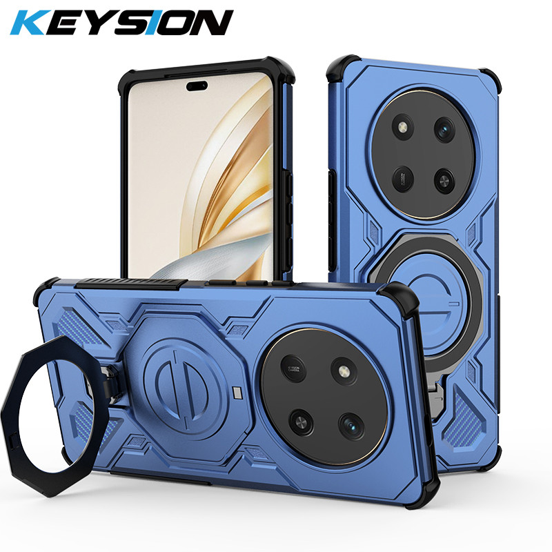 KEYSION เคสแม่เหล็กกันกระแทกสําหรับ Honor X9c 5G X9c Smart Upright Live แหวนโลหะขาตั้งฝาครอบโทรศัพท์