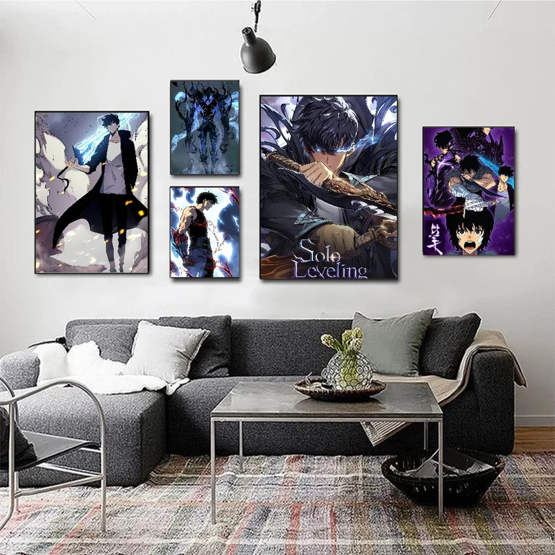 Korean Popular Anime Solo Leveling Classic Movie Posters Whitepaper Sticker DIY Room Bar Cafe Aesthe