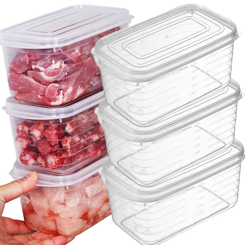 1/3/5 ชิ้น 700 มิลลิลิตรตู้เย็นกล่องเนื้อแช่แข็งพร้อมฝาปิด/ครัวปิดผนึกการเก็บรักษาภาชนะ