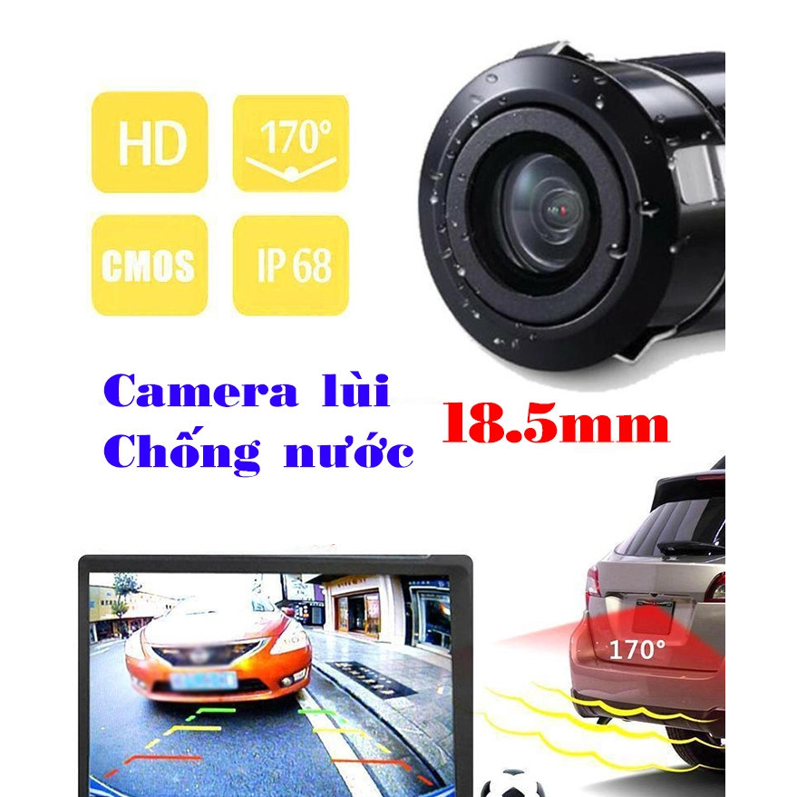 Rê CAMERA_ AHD, CCD REVERSE CAMERA INSTALLING CAR REAR FOOT พร้อมเจาะรู 18.5 มม., สาย 6 เมตร, อินเทอ