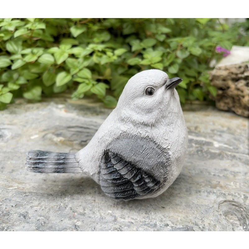 Titanium นกอ้วน นกปูนปั้น สีขาว(แบบมีลวดเสียบ)