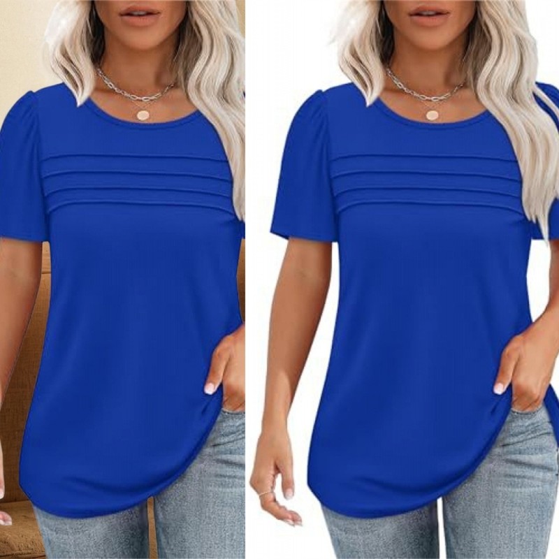 BST เสื้อยืดแขนสั้นคอกลมลําลองสําหรับผู้หญิงเสื้อฤดูร้อนด้านหน้า